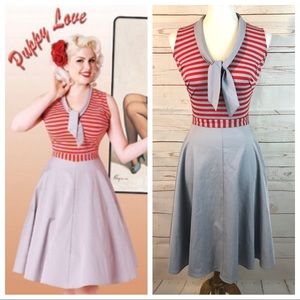 Retro Bettie Page Elvgren by Tatyana Striped Sailor Bombshell Dress